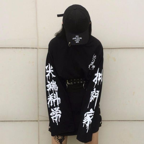 

autumn women's sweatshirt gothic loose black print ladies large size streeweart female clothes winter harajuku warm hoodies