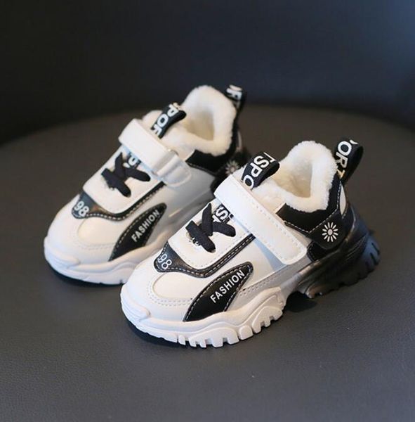 

athletic & outdoor cute winter kids shoes casual baby cotton boots non-slip keep warm snow boys girls sneakers sport, Black