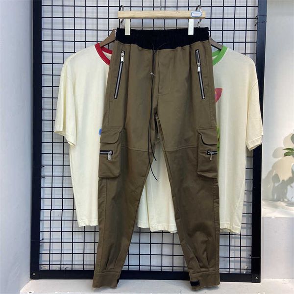 

men's pants ins men's loose casual pocket fashion multi bag high street pants, Black