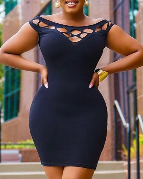 

casual dresses women's mini short sleeve cutout skinny bodycon dress, Black;gray