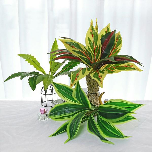 

decorative flowers & wreaths 50cm 11leaves artificial plants wall palm leaves tropical fake dracaena tree plastic magnolia foliage for weddi