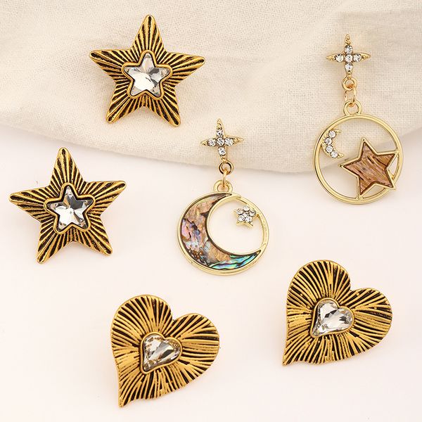 

fashion jewelry personalized ancient gold love simple star moon earrings, Silver