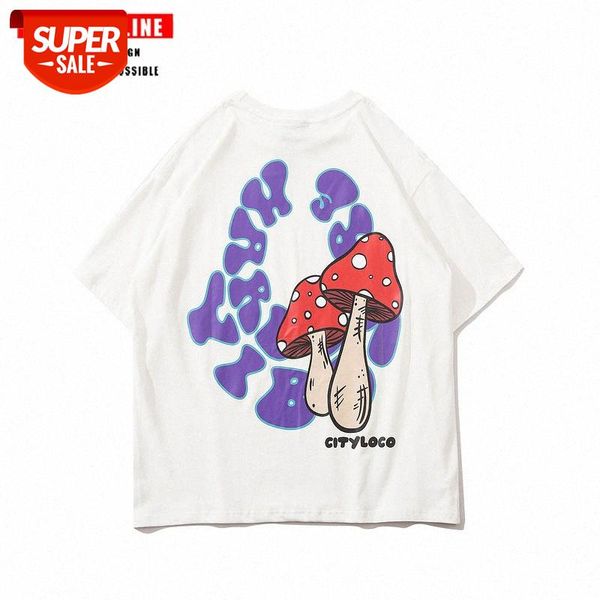 

streetwear men european and american street hip-hop print short tee trend loose casual wild student couple short-sleeved t-shirt women #lt6e, White;black