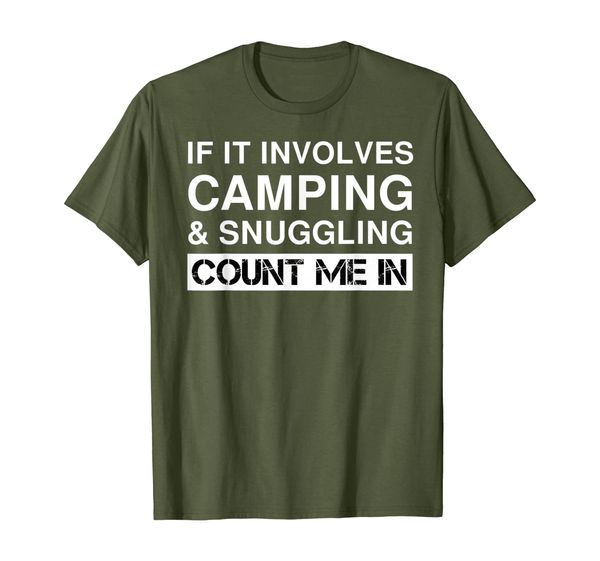 

funny camping and snuggling rv outdoor camper t-shirt, White;black