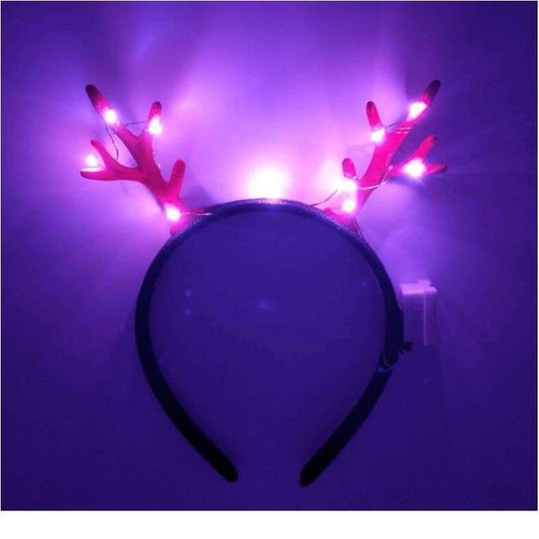 

new led flashing antler headband children adults deer horn lighted hairband hair accessory halloween glow party qyluaw, Blue;red