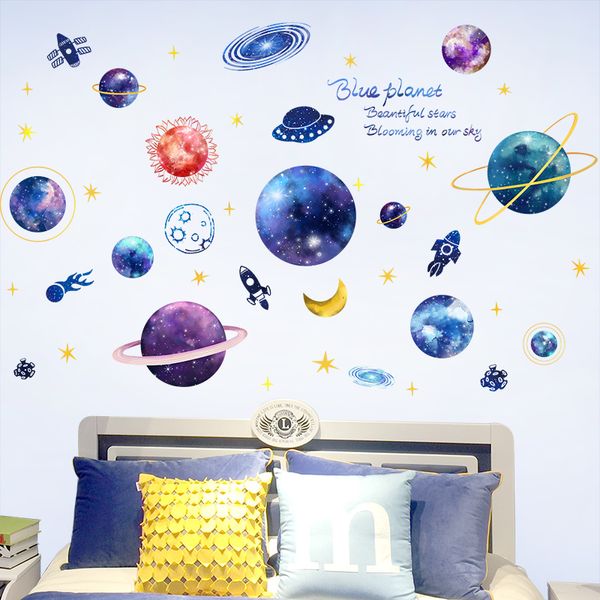 [Shijuekongjian] Spazio esterno Adesivi murali Vinile FAI DA TE Cartoon Planet Decalcomanici per bambini Camere per bambini Camera da letto Decorazione del soffitto 210308