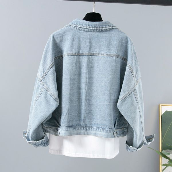 

spring autumn loose double pocket drilling vintage jeans women long sleeve casual short denim jacket outerwear female lj4l, Black;brown
