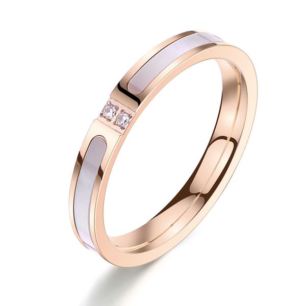 

rose gold platesd white shell band wedding engagement ring, Silver