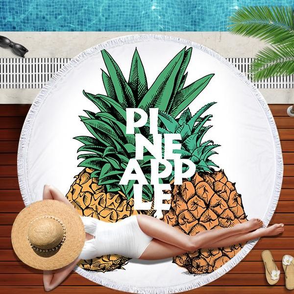 

towel pineapple round beach tassel bohemian flamingo large blanket picnic yoga mat travel boho tablecloth toalla de playa