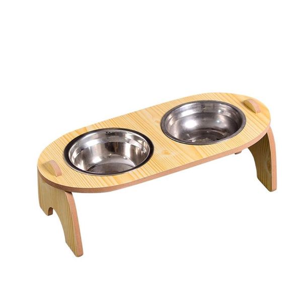 

cat bowls & feeders 15 degree cervical spine bowl dog food wooden dish rack stainless steel pet feeder drinking basin