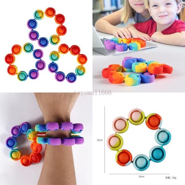 

funny bracelet party favor fidget reliver stress silicone toys bubble antistress sensory children rainbow toy fy2759