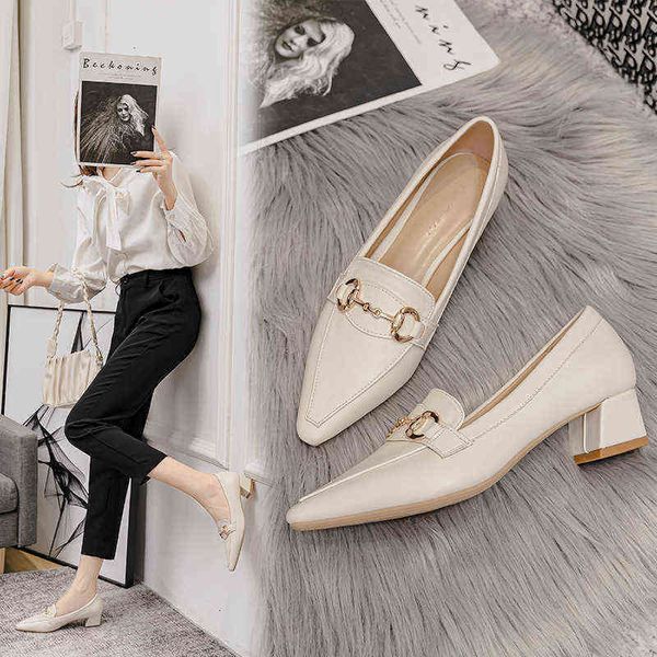 

kukusho 2021 single sho pointed thick heels women's mary jane fashion high