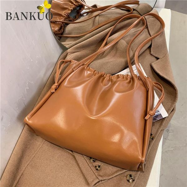 

cross body bankuo drawstring crossbody bucket bag luxury woman vintage female shoulder handbags pu messenger bags x286