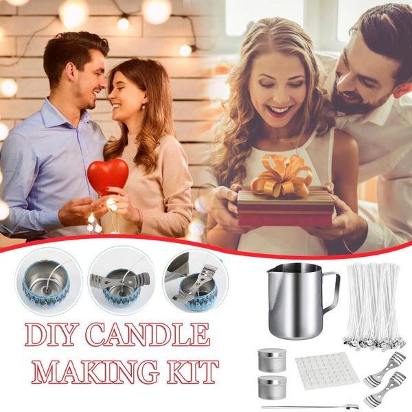 

diy candle making kit including wax jar beeswax candle box spoon soy wax oil pigments dye colour craft tools handcraft
