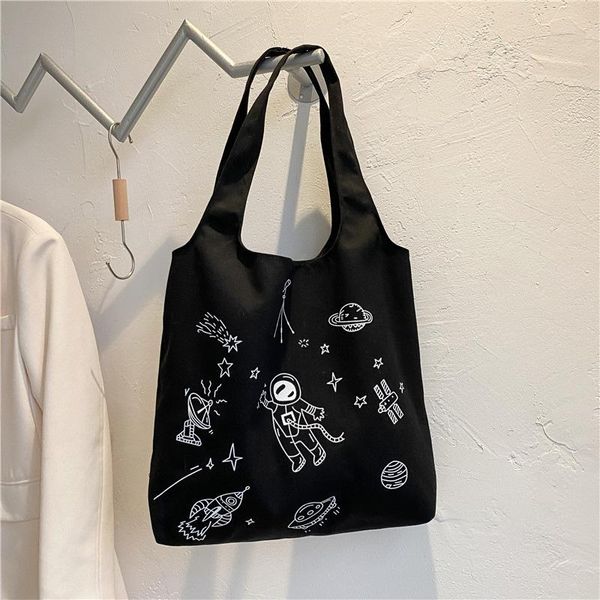

evening bags ladies cloth totes shoulder bag printing astronaut women cotton shopping eco reusable shopper canvas messenger