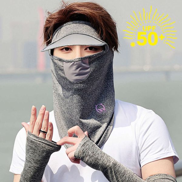 

ice silk sunscreen mask men's summer outdoor riding uv protection upf50 + large cap