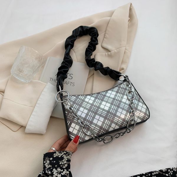 

fashion women plaid underarm bags small casual handbags totes female fold handle shoulder bags multi colors purse wallet 2021