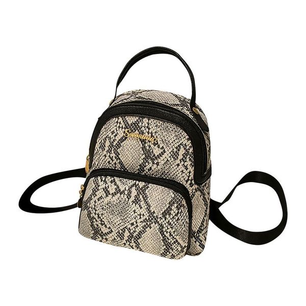 

backpack fashion style snake animal print shoulder crossbody bags women backpacks small skin pu leather mochila knapsack