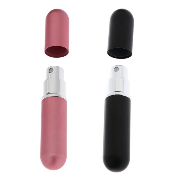 

2x cosmetic makeup travel mini refillable perfume bottles containers 6ml black pink