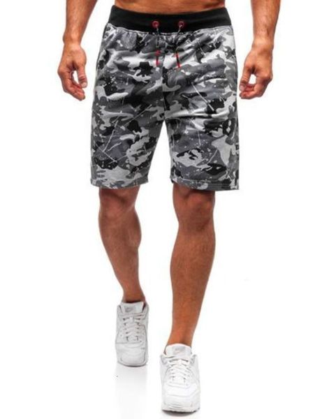 

gentlemen 3d printed camouflage men knees length sports casual shorts, White;black