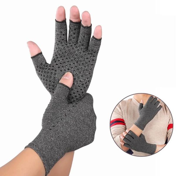 

size s/m/l women men hands arthritis gloves cotton therapy compression gloves circulation grip hand arthritis joint pain relief, Black;red