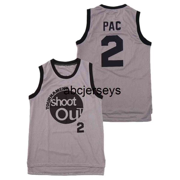 

full embroidery 2 pac tournament shoot out birdmen hip-hop movie jersey 2020 gray retro college jersey xs-6xl, Black