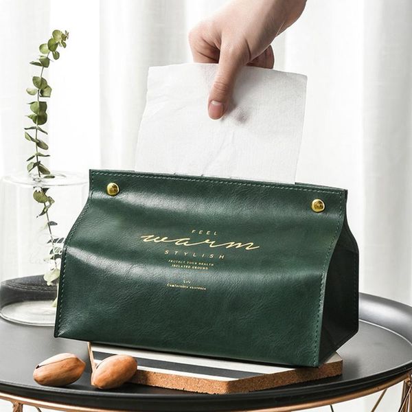 

tissue boxes & napkins nordic style waterproof snap closure living room coffee table kitchen organizer pu leather box home decor multifuncti