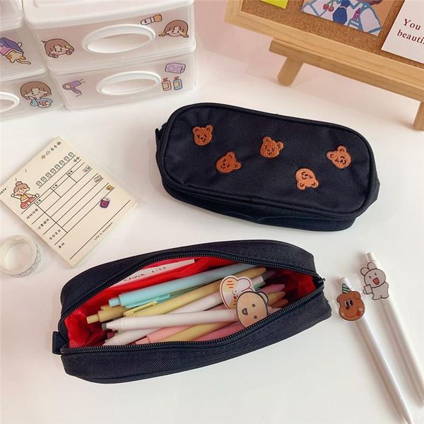 

cosmetic bags & cases ins bear toiletry bag case for women girls korean pencil pen organizer kawaii school stationery