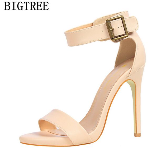 

leather sandals women high heels sandals mary jane shoes extreme high heels bigtree shoes platform sandal sandalias mujer 2020, Black