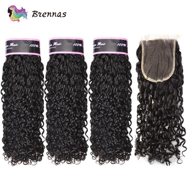 

human hair bulks double drawn funmi bundles with closure pixie curl weave brazilian non remy 4x4 lace natural color, Black