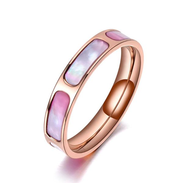 

wedding rings trendy titanium stainless steel for women rose gold shell cz crystal female engagement jewelry r19072, Slivery;golden