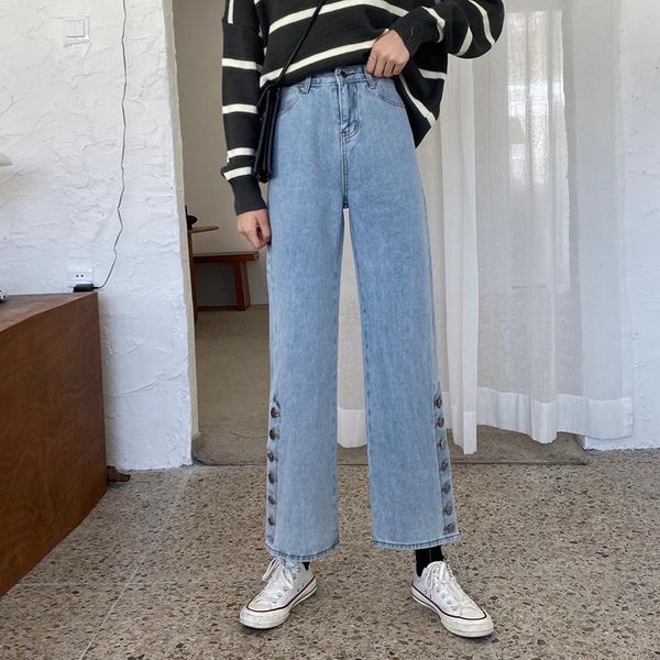 

women's jeans plus size wide leg straight for women  l xl 2xl 3xl 4xl, Blue