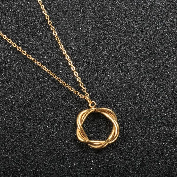 

pendant necklaces stainless steel circular knot charm necklace gold color round for women fashion jewelry gift, Silver