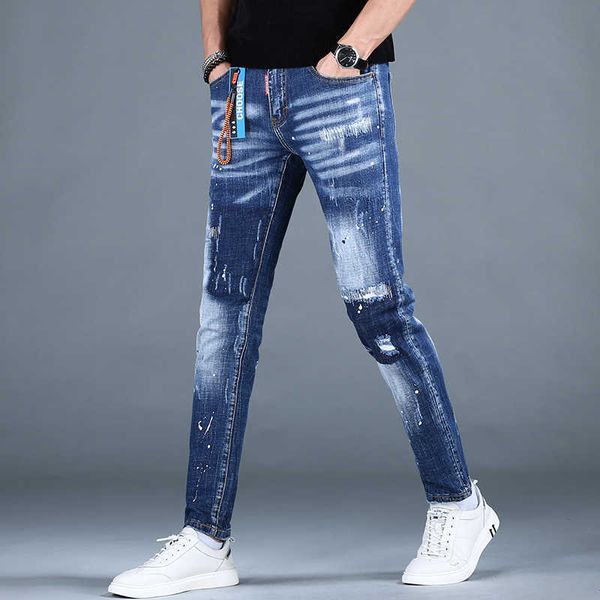 

jeans, jeans, street wear, dot print, slim fit, summer, Blue
