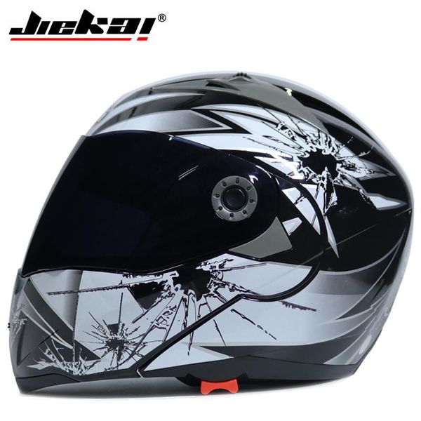 

motorcycle helmets jiekai safe double visor ece dot flip up helmet casque moto racing 4 season motor cycle