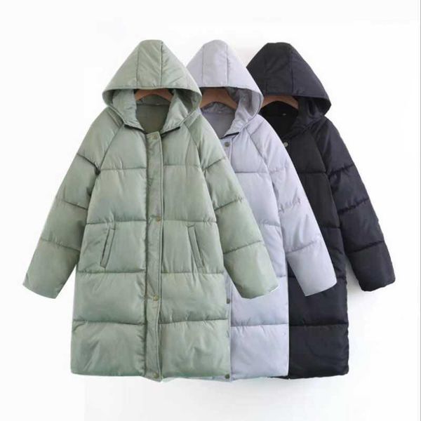 

winter style thick plus size mid-length padded jacket women women's down & parkas, Black