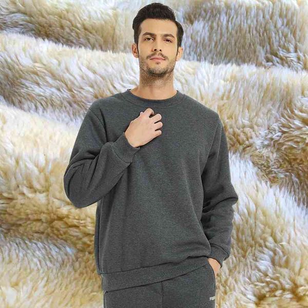 

autumn and winter sweater round neck pullover plush thickened long sleeve men's large sports warm hooded, Black