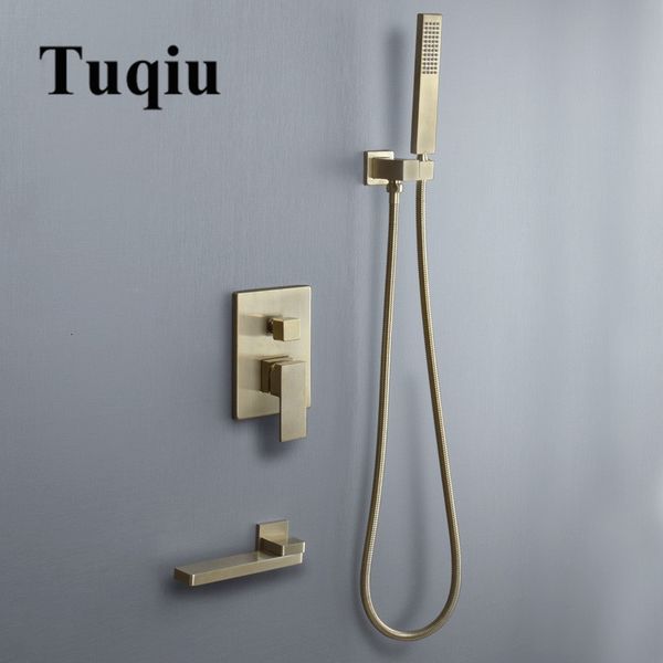 

2021 new e banheiro de ouro escovado banheira misturadora quente & fria torneira do chuveiro fixado na parede bronze 0m5k