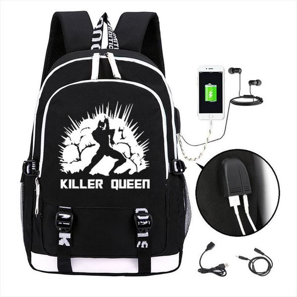 

jojos bizarre adventure backpack trendy usb lapschool bag for girls boys teenagers childrens cool bookbag