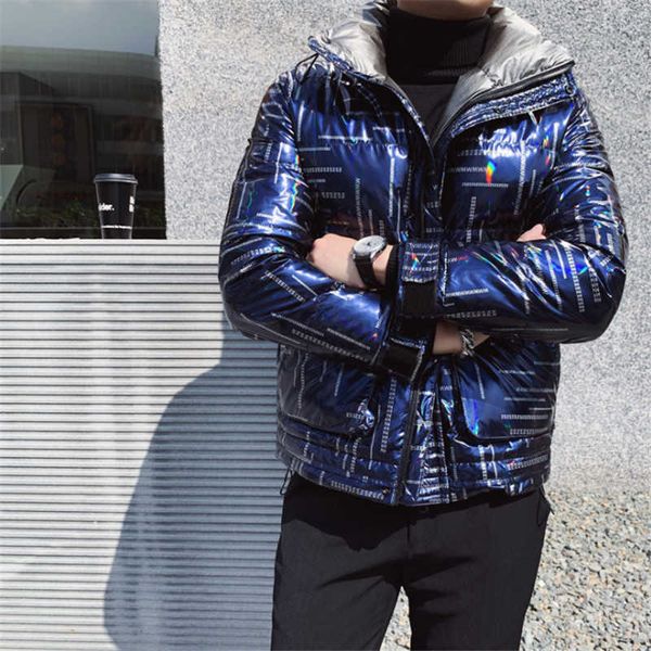 

20ss winter new style ow men's printed white duck trend colorful fashion sequined casual down jacket, Black