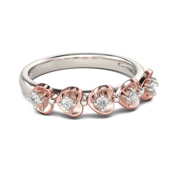 

accsori: plated rose gold two-color tail ring heart-shaped zircon jewelry, Silver