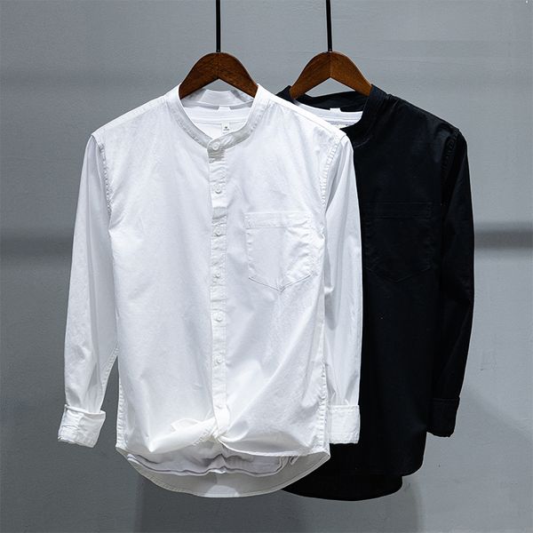 

new 2021 novo estilo de manga comprida primavera marca masculina algodo branco camisas para homens casual camisa confortvel rwkf, White