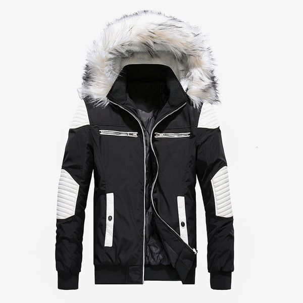 

2021 autumn men's jacket great new fur with thick hood of men winter coats shredded wind-proof colour parka outwear azat, Black