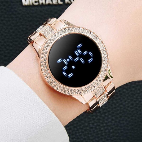 Mens relógios de luxo Digital ímã para mulheres rosa ouro vestido de aço inoxidável LED relógio de quartzo relógio feminino relogio feminino drop ship