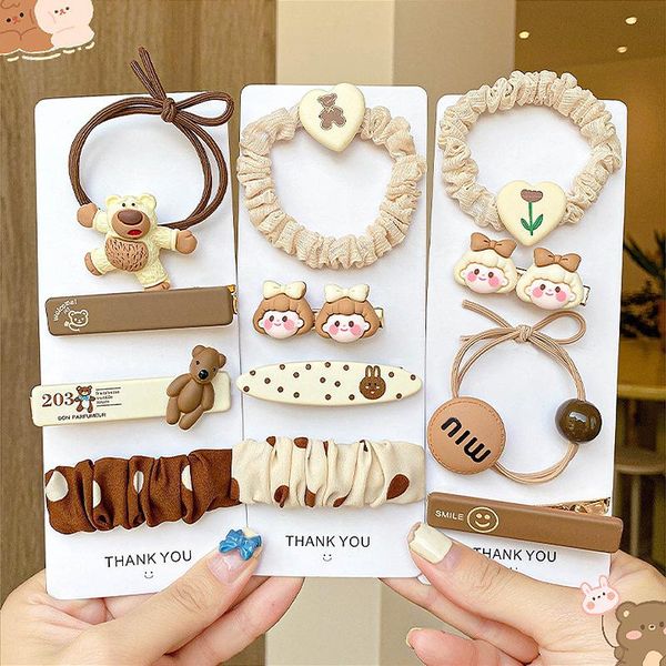 

hair accessories cute cartoon elasticity rubber band girls hairpin korean simple tie headband kids ponytail fixed ornaments, Slivery;white