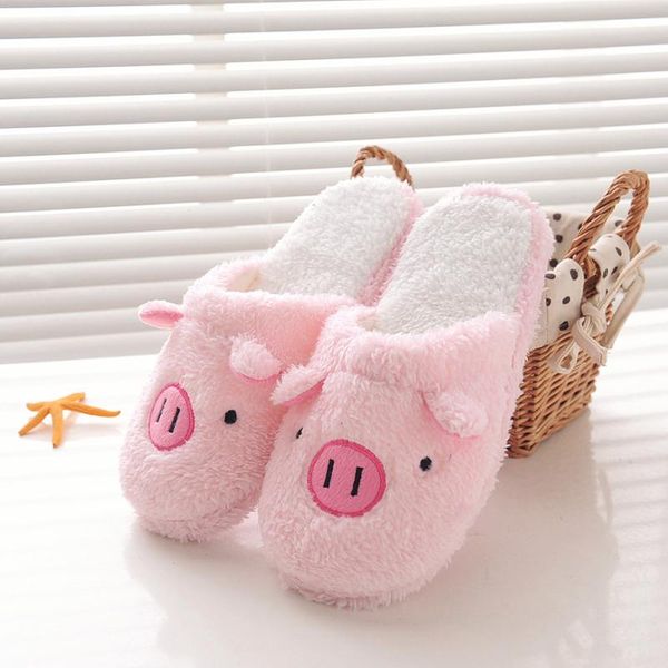

slippers women's winter slipper chinelos pantufas adulto fashion lovely bear pig indoor house with fur home shoes for women, Black
