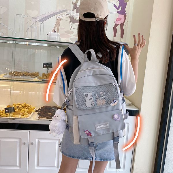 

korean student schoolbag nylon mh ins backpack high capacity junior middle students and primary leisure trend