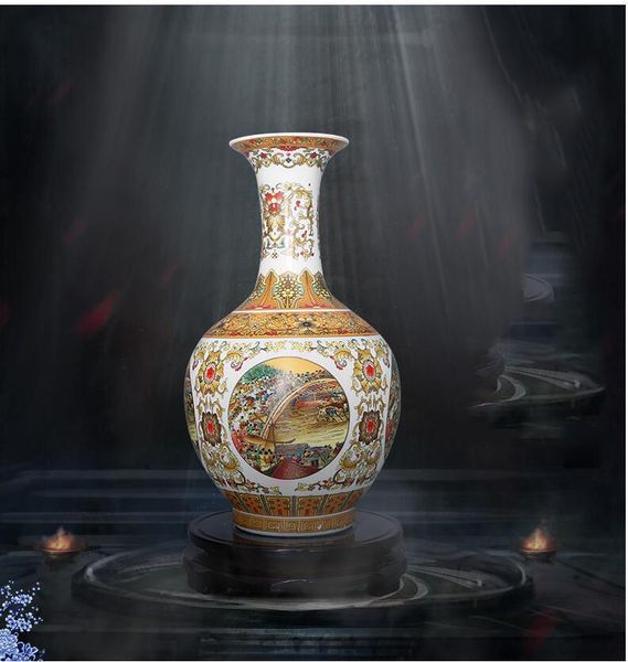 

chinese jingdezhen ceramic qingming shanghetu vase figurine home livingroom furnishing decoration crafts office desk accessorie
