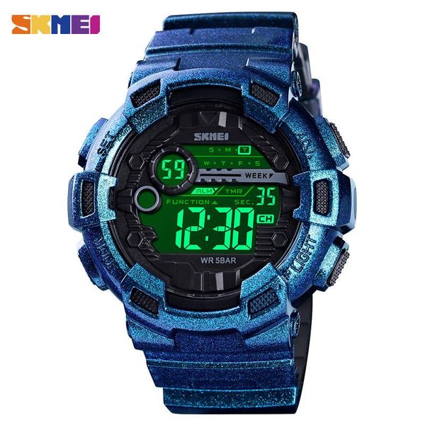 

wristwatches 5pcs skmei men watch 2021 sport digital waterproof led display wirstwatch multifunction electronic 1243, Slivery;brown