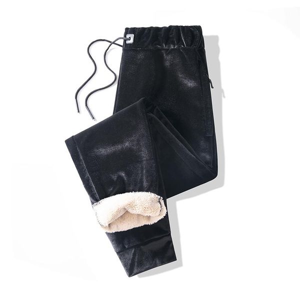 

men's pants winter warm fleece sweatpants men thick casual fashion streetwear cashmere trousers mens joggers sweat, Black